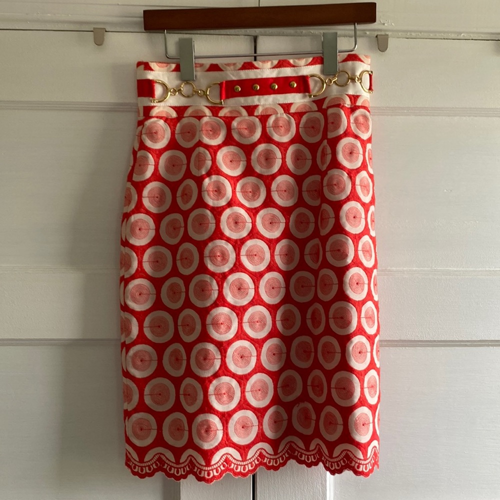 Antonio Melani Orange and White 23” Skirt